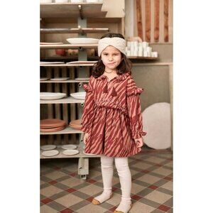 NWT LOUIS MISHA Eforie Sienna Brush Stripes long sleeve dress cotton red 10y